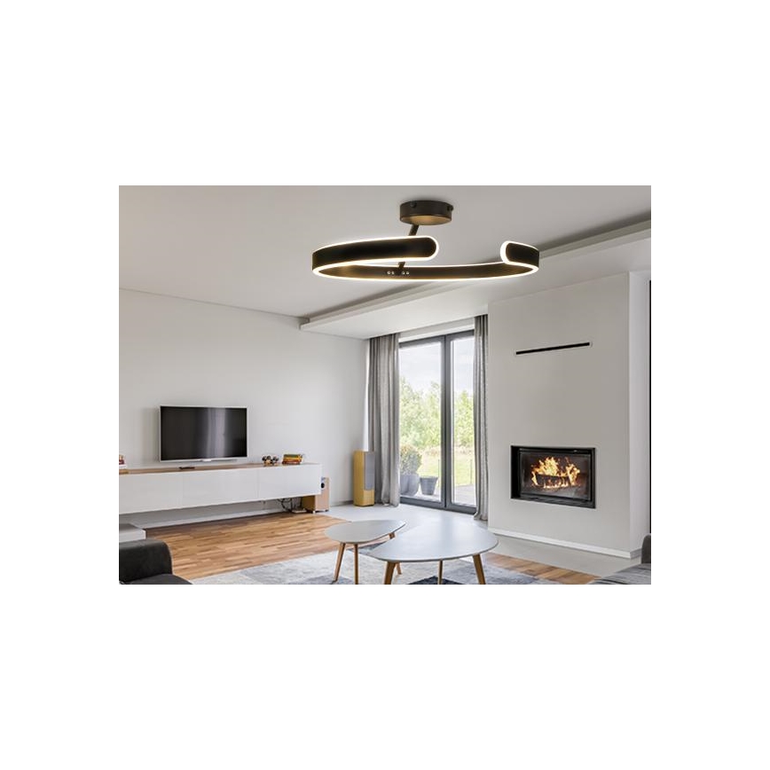 LED loftlampe dæmpbar LED/72W/230V 3000-6500K sort + fjernbetjening