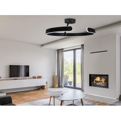 LED loftlampe dæmpbar LED/72W/230V 3000-6500K sort + fjernbetjening