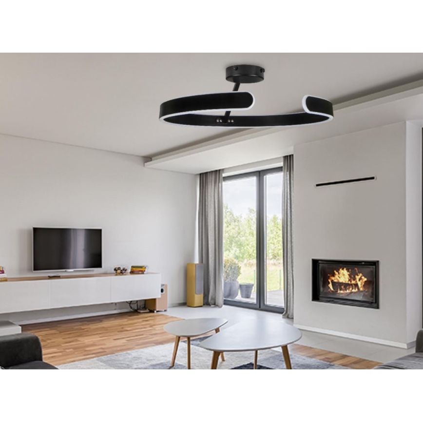 LED loftlampe dæmpbar LED/72W/230V 3000-6500K sort + fjernbetjening