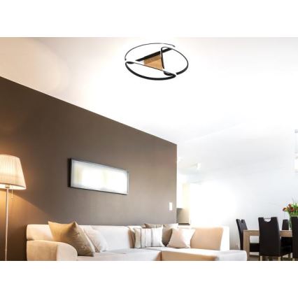 LED loftlampe dæmpbar LED/75W/230V 3000-6500K brun/sort + fjernbetjening