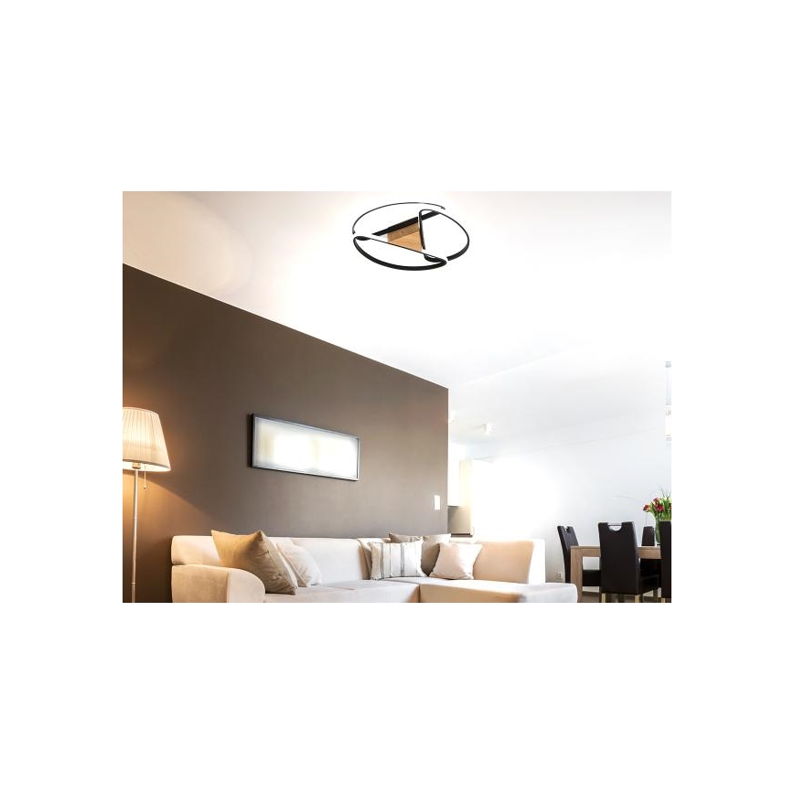 LED loftlampe dæmpbar LED/75W/230V 3000-6500K brun/sort + fjernbetjening