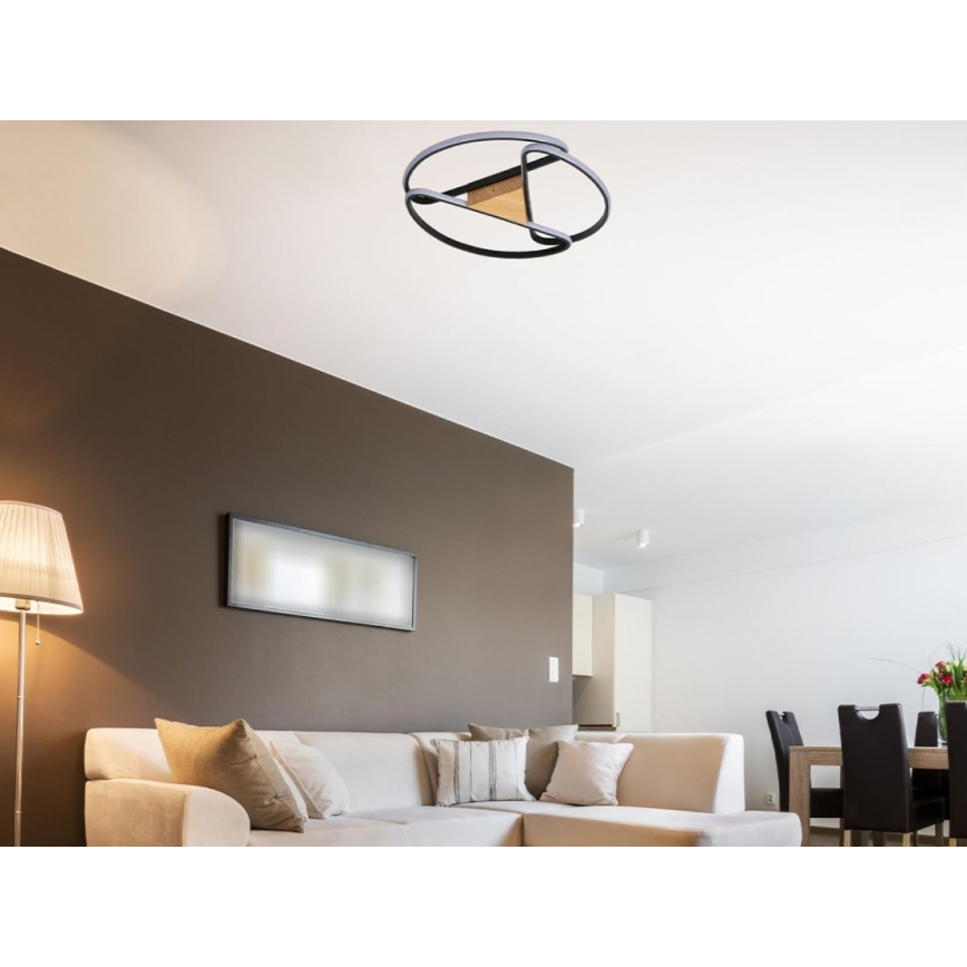 LED loftlampe dæmpbar LED/75W/230V 3000-6500K brun/sort + fjernbetjening