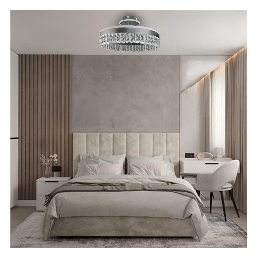 LED Overflademonteret krystallampe dæmpbar LED/75W/230V 3000-6500K mat krom + fjernbetjening