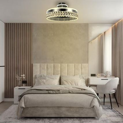 LED Overflademonteret krystallampe dæmpbar LED/75W/230V 3000-6500K mat krom + fjernbetjening