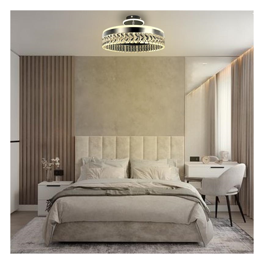 LED Overflademonteret krystallampe dæmpbar LED/75W/230V 3000-6500K mat krom + fjernbetjening