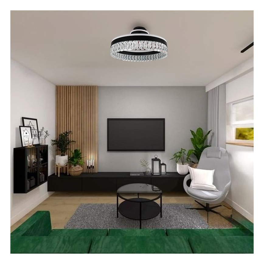 LED Dæmpbar krystal Loftlampe LED/75W/230V 3000-6500K sort + fjernbetjening
