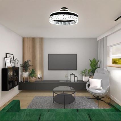 LED Dæmpbar krystal Loftlampe LED/75W/230V 3000-6500K sort + fjernbetjening