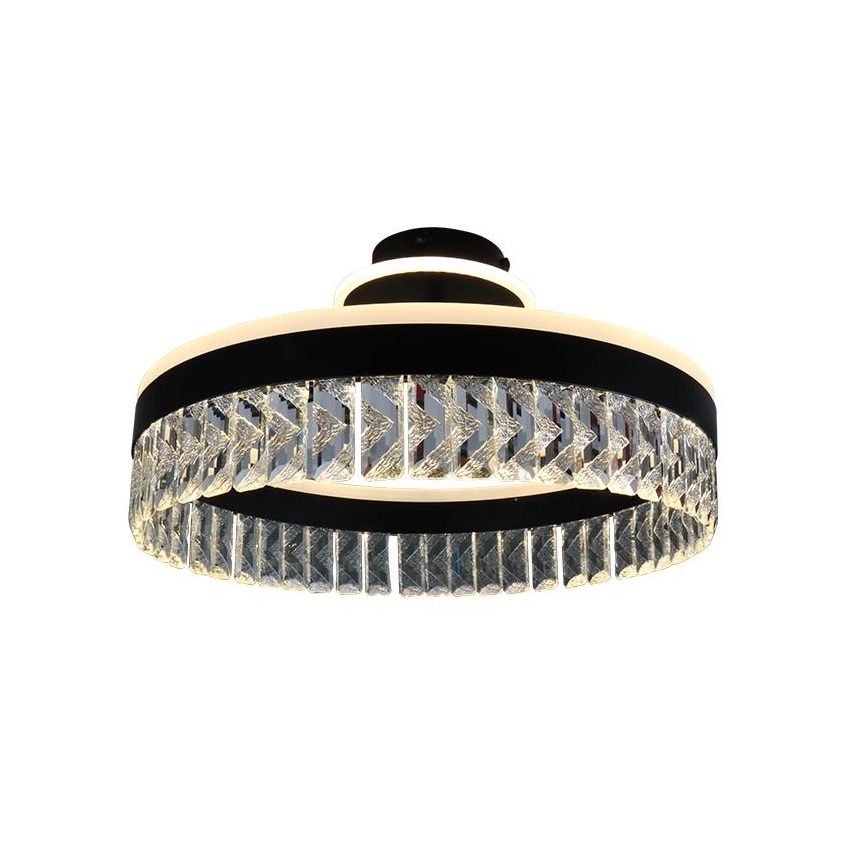LED Dæmpbar krystal Loftlampe LED/75W/230V 3000-6500K sort + fjernbetjening