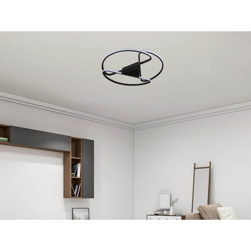 LED loftlampe dæmpbar LED/75W/230V 3000-6500K sort + fjernbetjening