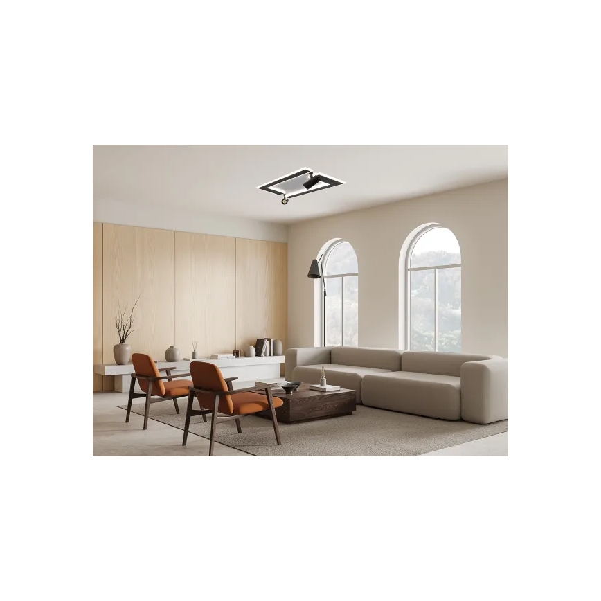 LED loftlampe dæmpbar LED/80W/230V 3000-6500K sort + fjernbetjening