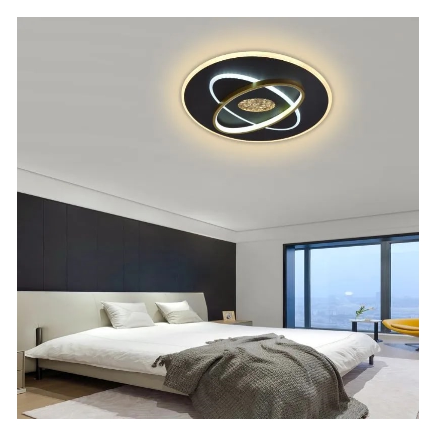 LED loftlampe dæmpbar LED/80W/230V 3000-6500K sort + fjernbetjening