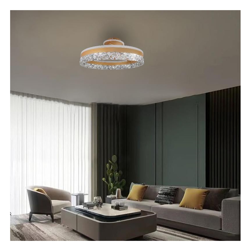 LED loftlampe dæmpbar LED/86W/230V 3000-6500K guldfarvet + fjernbetjening