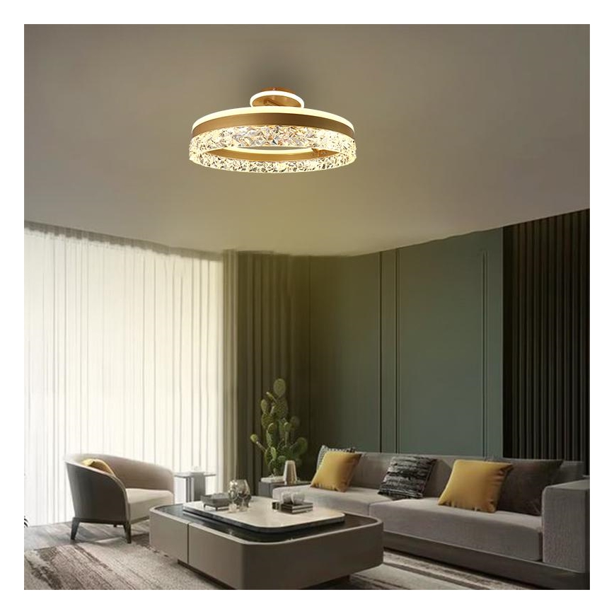 LED loftlampe dæmpbar LED/86W/230V 3000-6500K guldfarvet + fjernbetjening