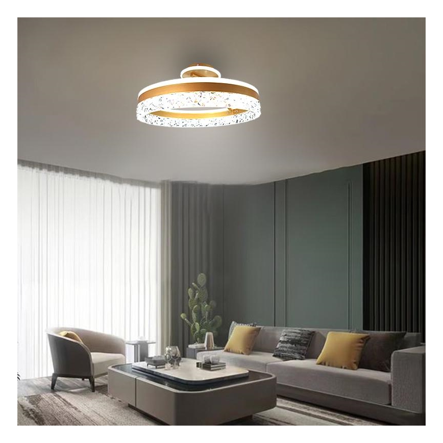 LED loftlampe dæmpbar LED/86W/230V 3000-6500K guldfarvet + fjernbetjening