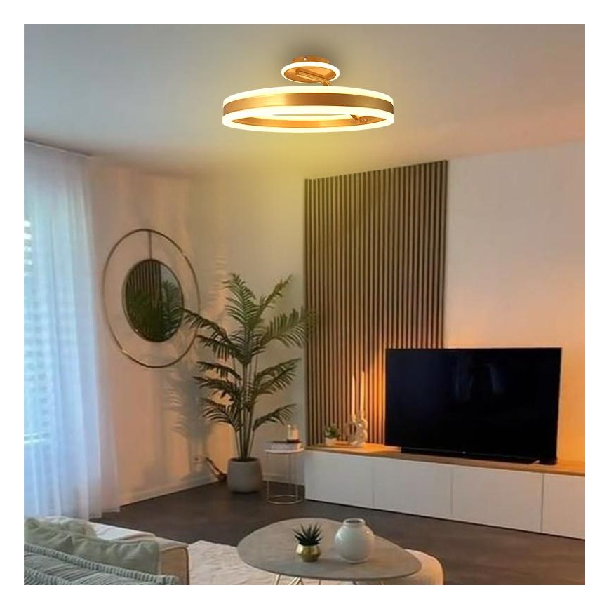 LED loftlampe dæmpbar LED/86W/230V 3000-6500K guldfarvet + fjernbetjening