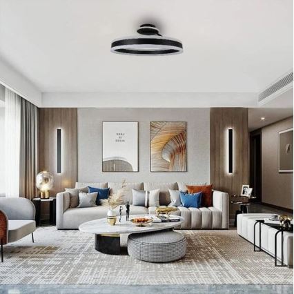 LED loftlampe dæmpbar LED/86W/230V 3000-6500K sort + fjernbetjening