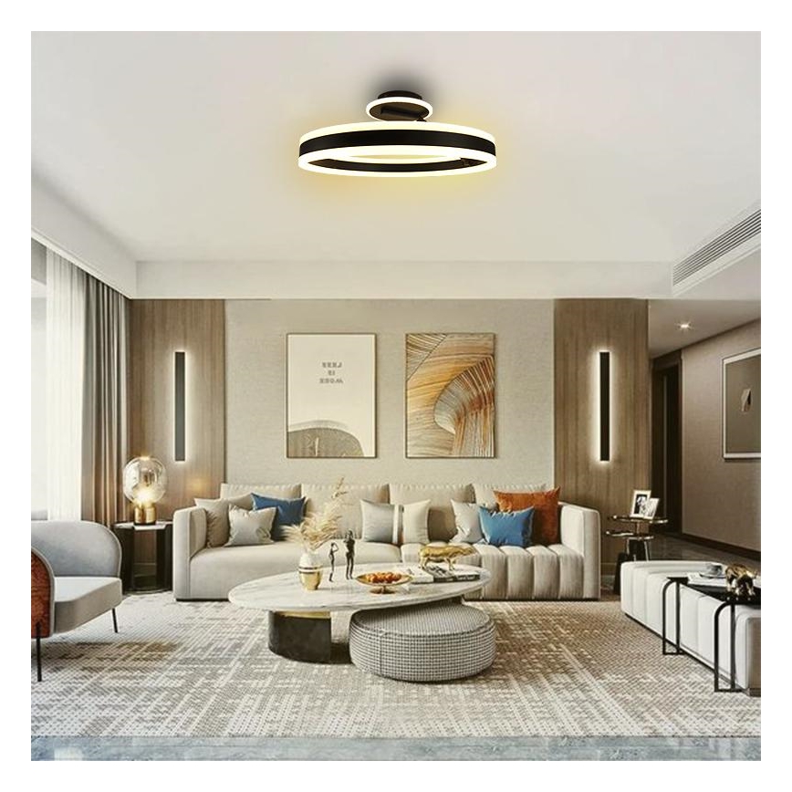 LED loftlampe dæmpbar LED/86W/230V 3000-6500K sort + fjernbetjening
