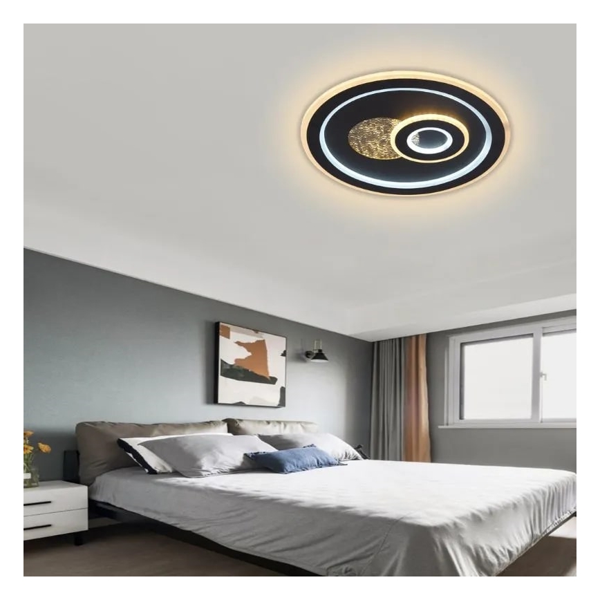 LED loftlampe dæmpbar LED/95W/230V 3000-6500K sort + fjernbetjening