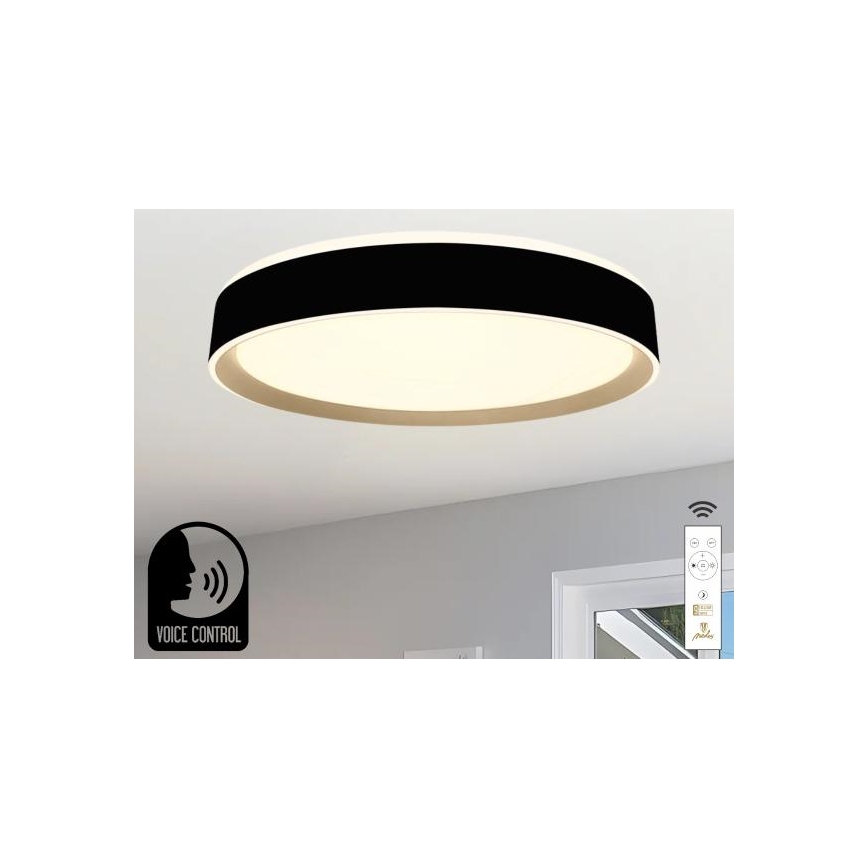 LED loftlampe dæmpbar m. stemmestyring OPAL LED/48W/230V 2700-6500K sort + fjernbetjening