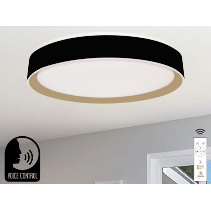 LED loftlampe dæmpbar m. stemmestyring OPAL LED/48W/230V 2700-6500K sort + fjernbetjening