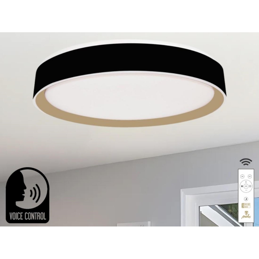 LED loftlampe dæmpbar m. stemmestyring OPAL LED/48W/230V 2700-6500K sort + fjernbetjening