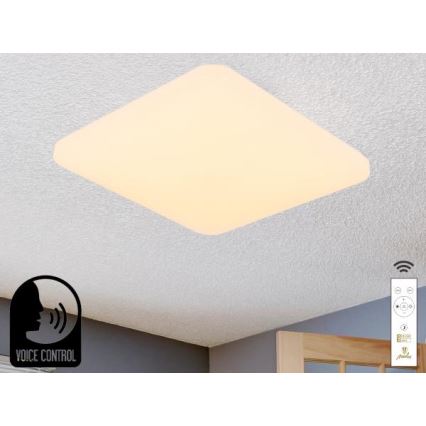 LED loftlampe dæmpbar m. stemmestyring OPAL LED/48W/230V 2700-6500K hvid + fjernbetjening
