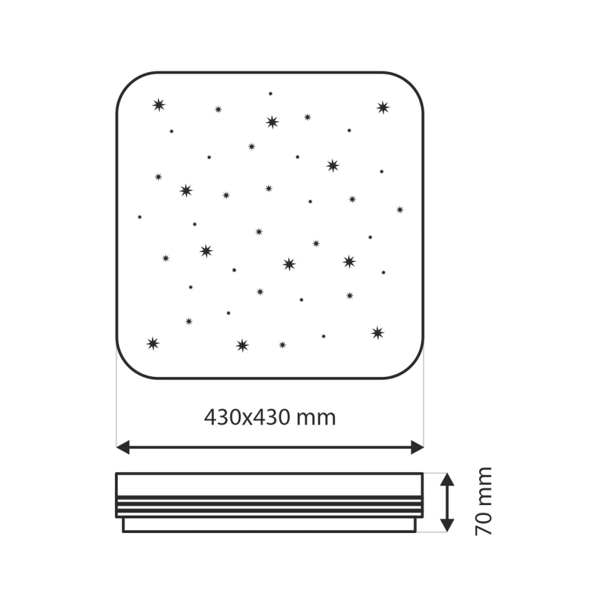 LED loftlampe dæmpbar MANA LED/36W/230V 2700-6500K 43x43 cm + fjernbetjening