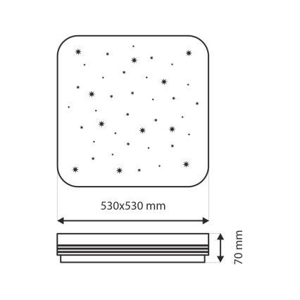 LED loftlampe dæmpbar MANA LED/60W/230V 2700-6500K 53x53 cm + fjernbetjening