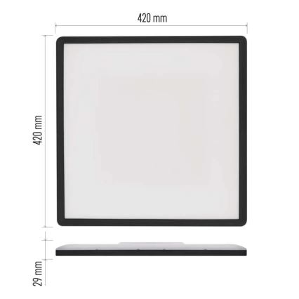 LED loftlampe FLORI LED/22W/230V 4000K sort 42x42 cm