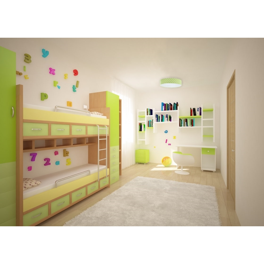 LED loftlampe GALAXY KIDS LED/24W/230V prikker grøn/hvid