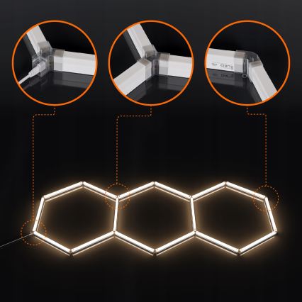 LED loftlampe HEXAGON LED/128W/85-265V 4000K 248x97 cm CRI 90 IP54 hvid