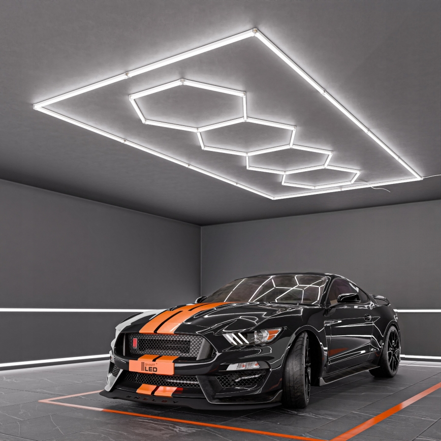 LED-loftlampe HEXAGON LED/384W/85-265V 6500K 484x243 cm CRI 90 IP54 hvid