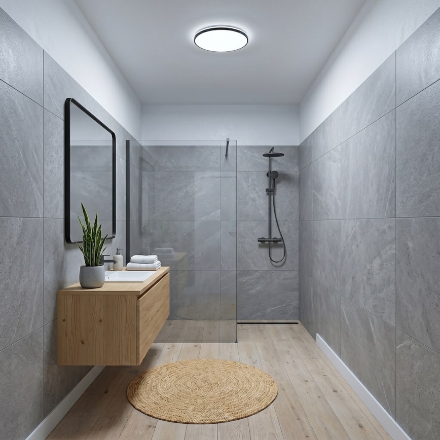 HUGO LED-loftlampe 12/18/24W/230V 3000/4000/6500K Ø 30 cm IP54 sort