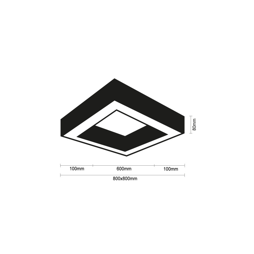 LED loftlampe LED/100W/230V 3000/4000/6500K 80x80 cm sort