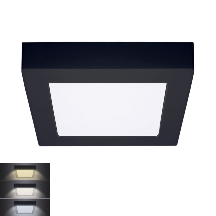 LED loftlampe LED/12W/230V 3000/4000/6000K sort kantet