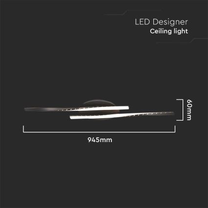 LED loftlampe LED/12W/230V 3000K 94,5 cm sort