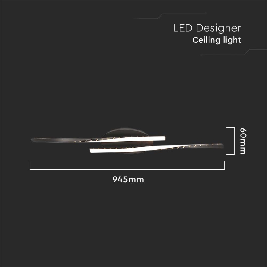 LED loftlampe LED/12W/230V 3000K 94,5 cm sort