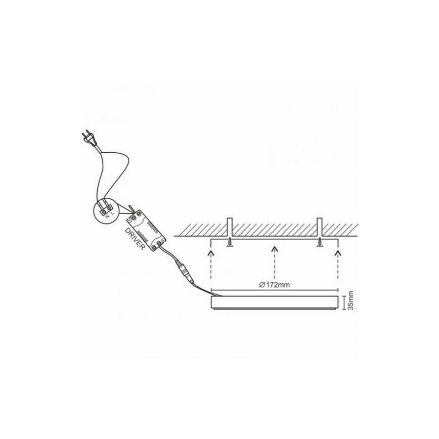 LED loftlampe LED/12W/230V 4000K diameter 17,2 cm