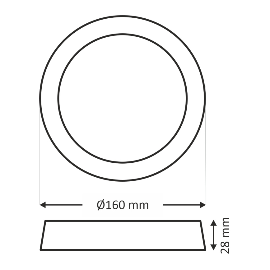 LED loftlampe LED/12W/230V 4200K diameter 16 cm hvid