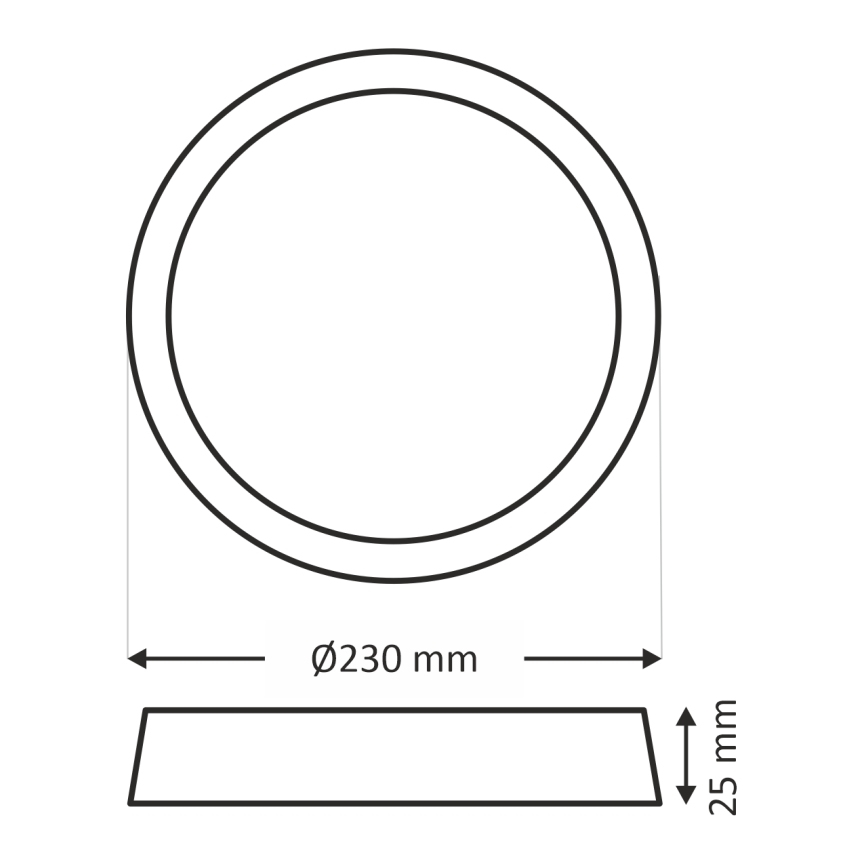 LED-loftlampe LED/18W/230V 3000/4000/6500K Ø 23 cm sort