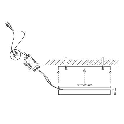 LED loftlampe LED/18W/230V 4000K 22,5x22,5 cm