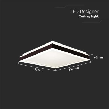 LED loftlampe LED/18W/230V 4000K 35x35 cm sort