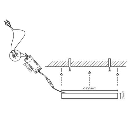 LED loftlampe LED/18W/230V 4000K diameter 22,5 cm