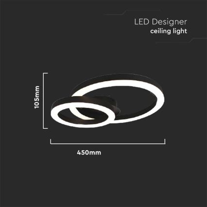 LED loftlampe LED/20W/230V 3000K sort