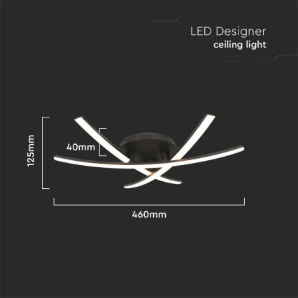 LED loftlampe LED/20W/230V 3000K sort