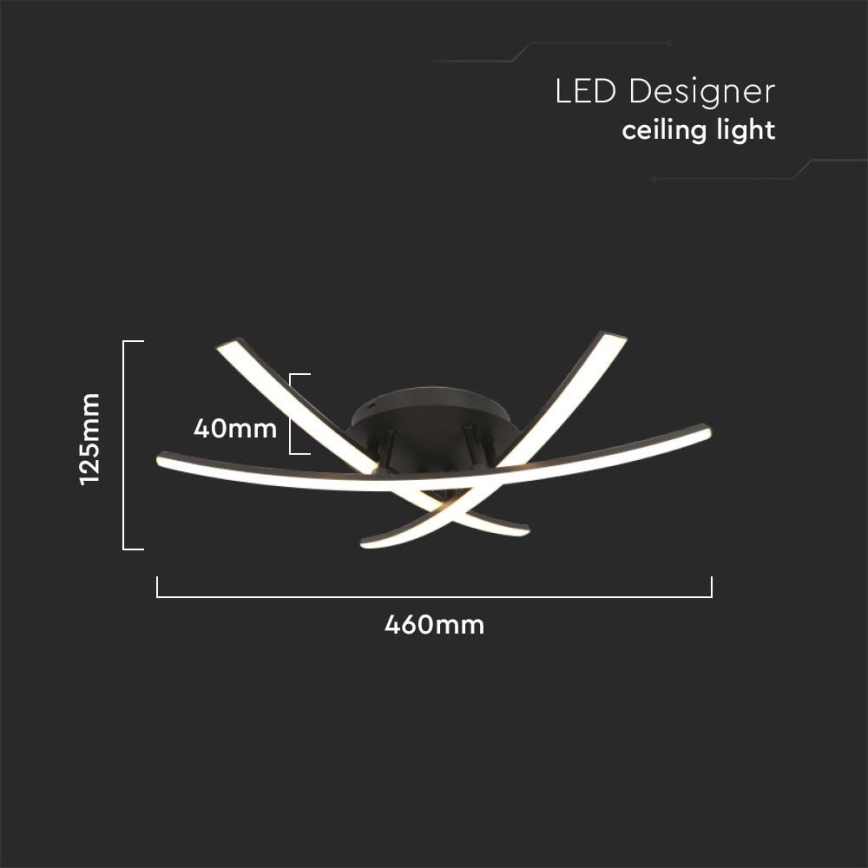 LED loftlampe LED/20W/230V 3000K sort