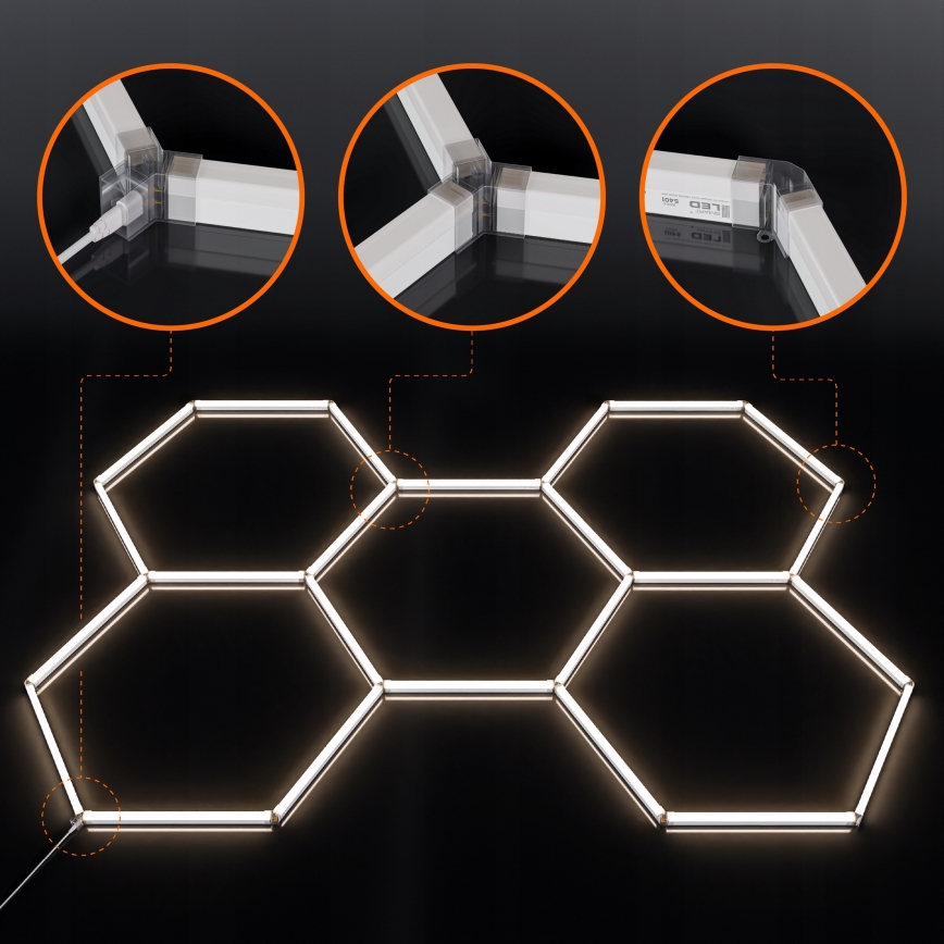 LED loftlampe HEXAGON LED/240W/85-265V 4000K 298x209 cm CRI 90 IP44 hvid