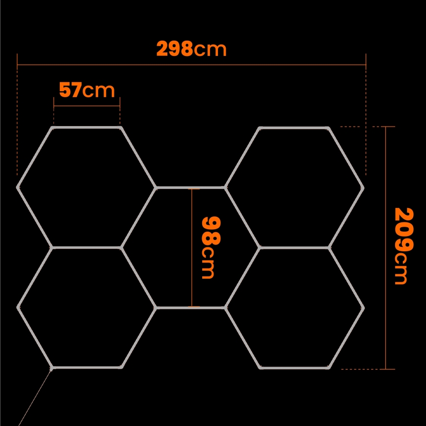 LED loftlampe HEXAGON LED/240W/85-265V 4000K 298x209 cm CRI 90 IP44 hvid