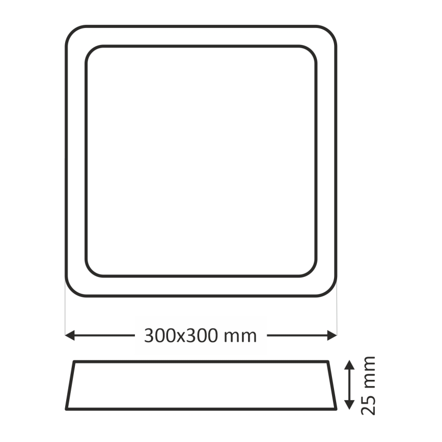 LED loftlampe LED/24W/230V 3000/4000/6500K 30x30 cm sort
