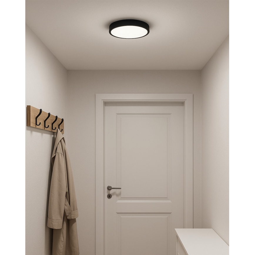 LED loftlampe LED/24W/230V 3000/4000/6500K Ø 30 cm sort